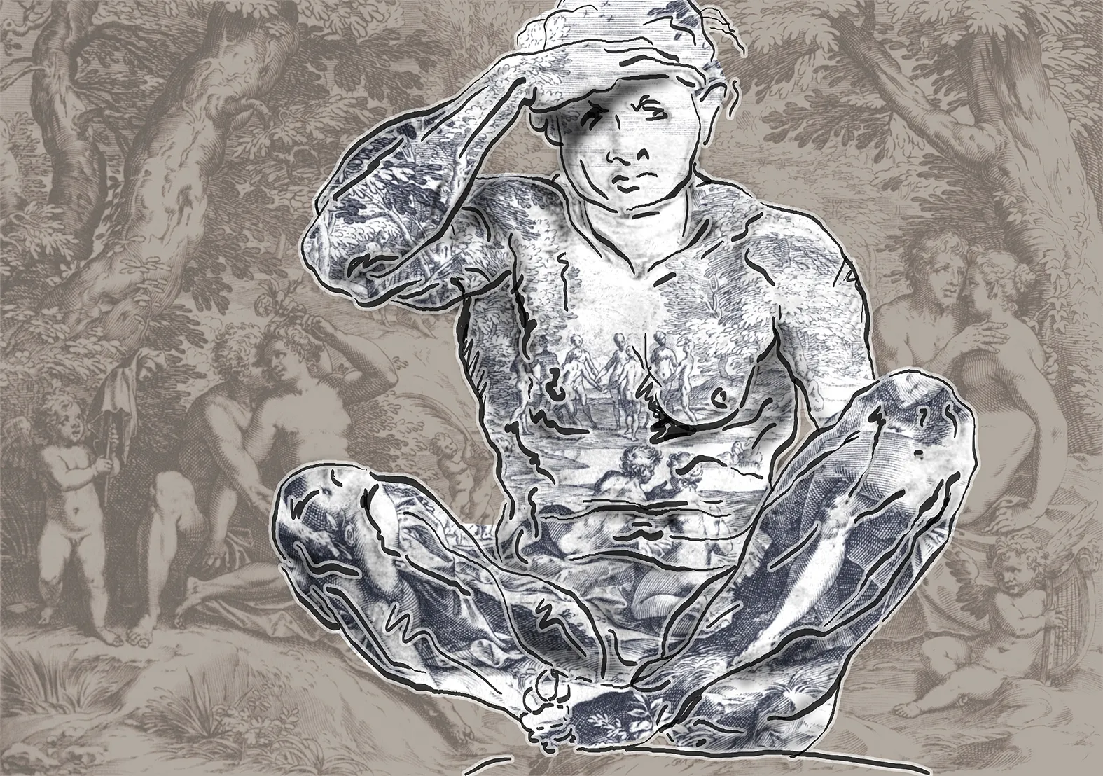Figure + Forest, 2006 — handpainted mixed media on Belgium linen