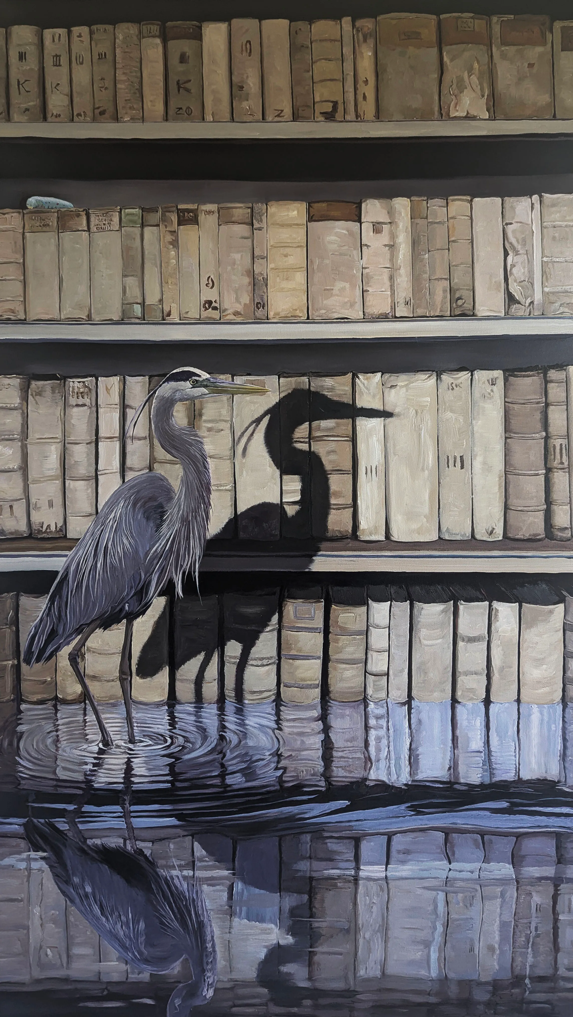 Flooded Library 3, 2018 — oil on canvas mounted to board